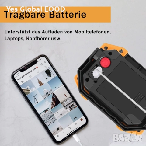 Tekstap 2бр LED работна лампа 30W 1500LM акумулаторна с USB, снимка 3 - Друга електроника - 51998233