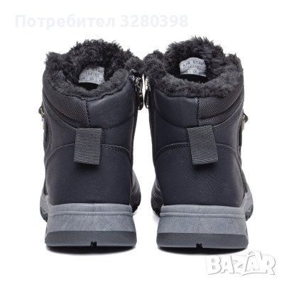 Юношески боти с топла вата с връзки и цип в черен цвят, снимка 4 - Детски обувки - 43201127