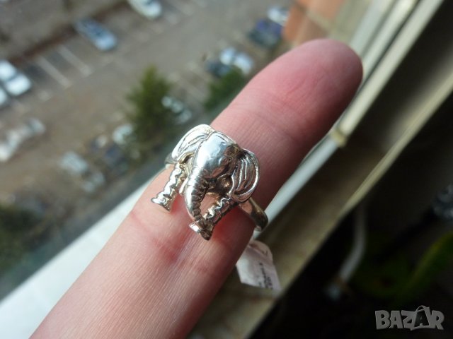 Сребърен пръстен слон, снимка 1 - Пръстени - 43398243