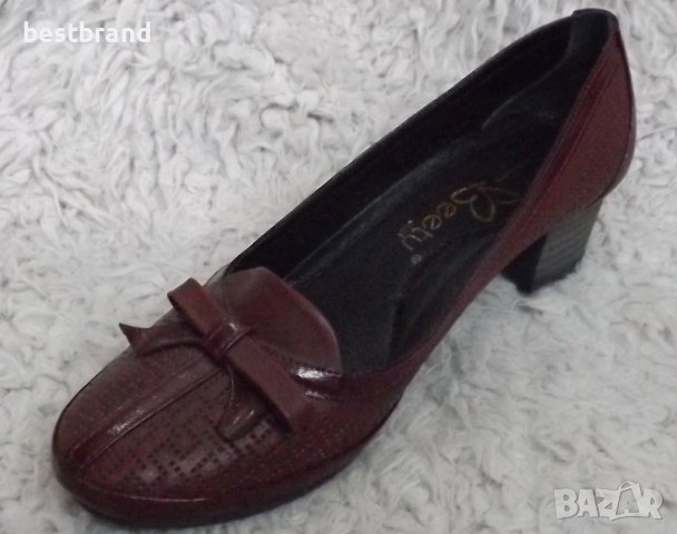 Обувки естествена кожа, бордо, код 482/ББ1/59, снимка 5 - Дамски обувки на ток - 39327442