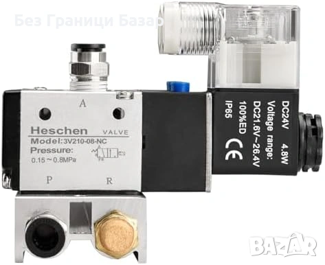 Нов Пневматичен соленоиден вентил 24V PT1/4 3/2 2-станционен manifold, снимка 4 - Други инструменти - 53572357