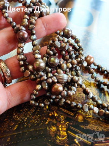 много ДЪЛГО ретро колие / наниз от  истински барокови перли, снимка 2 - Колиета, медальони, синджири - 53269828