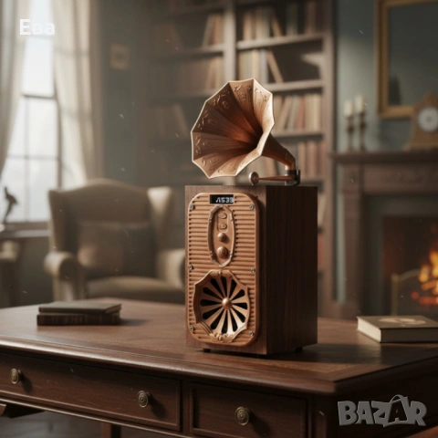 Bluetooth радио колонка AS39, 1x8W, 1200mAh, Кафяв - ретро звук