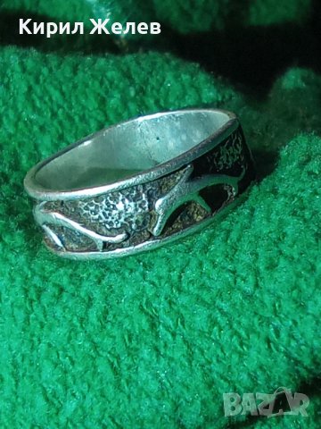 СРЕБЪРЕН ПРЪСТЕН с ДЕЛФИНИ АРТ ДИЗАЙН СРЕБРО 925 ОКСИДИРАН ТИП ХАЛКА 4083, снимка 2 - Пръстени - 30396197