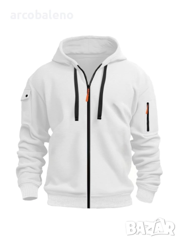 Мъжки преходен суичър с качулка и цип и с множество джобове, 10цвята , снимка 4 - Суичъри - 51743260