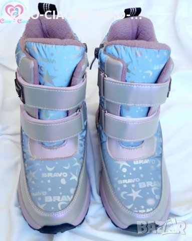 №28-35, Топли и Водоустойчиви Апрески за момиче, лилаво-розови, металик със звездни мотиви TOM.M, снимка 4 - Детски боти и ботуши - 43408679