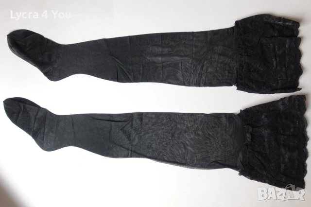 Glamour 20 den (38-40) нови черни луксозни силиконови чорапи с широка дантела, снимка 10 - Бельо - 52871096