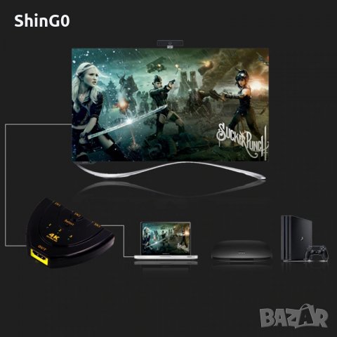 3 портов HDMI сплитер 4k / разделител / адаптер, снимка 4 - Стойки, 3D очила, аксесоари - 39100707