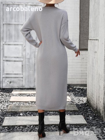 Модна дамска плетена рокля с копчета с темперамент, 3цвята - 023, снимка 15 - Рокли - 43317905