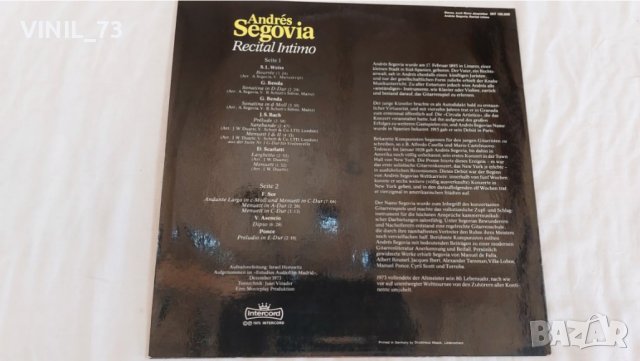 Andres Segovia – Recital Intimo, снимка 2 - Грамофонни плочи - 39430188