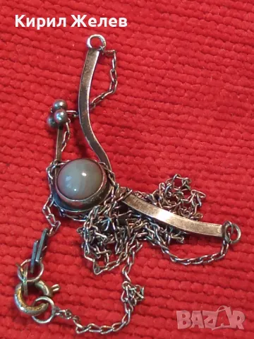 СТАРО АР НУВО СРЕБЪРНО КОЛИЕ СРЕБРО 925 с ЛУНЕН КАМЪК и НУЖДА от ЛЕКА РЕСТАВРАЦИЯ на ВЕРИЖКАТА 32032, снимка 14 - Антикварни и старинни предмети - 50180638