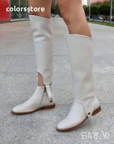 Равни ботуши - бежова кожа - GHM9