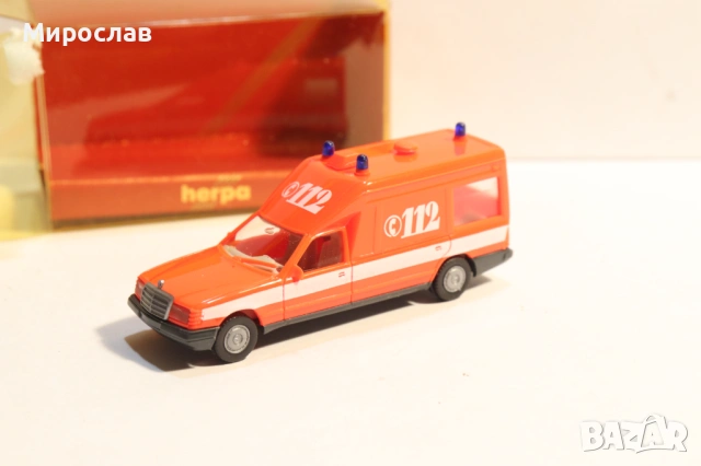 HERPA H0 1/87 MERCEDES ПОЖАРНА ЛИНЕЙКА КОЛИЧКА МОДЕЛ, снимка 6 - Колекции - 53328553