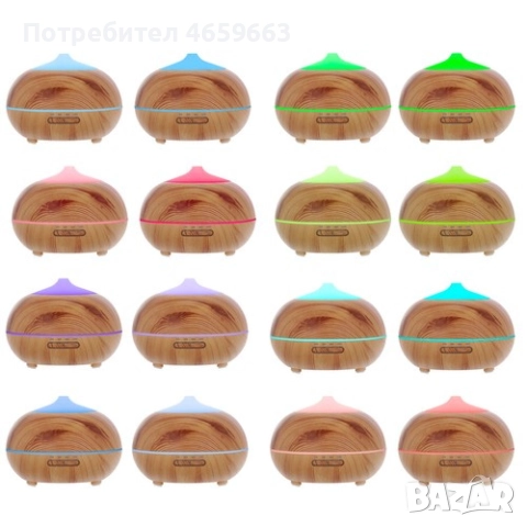 Ултразвуков арома дифузер и овлажнител за въздух за етерични масла 400 мл, 7 LED светлини, снимка 10 - Овлажнители и пречистватели за въздух - 52526391