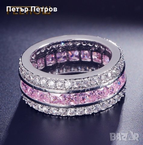 Годежен пръстен с Розови Кристали, снимка 2 - Пръстени - 28108638
