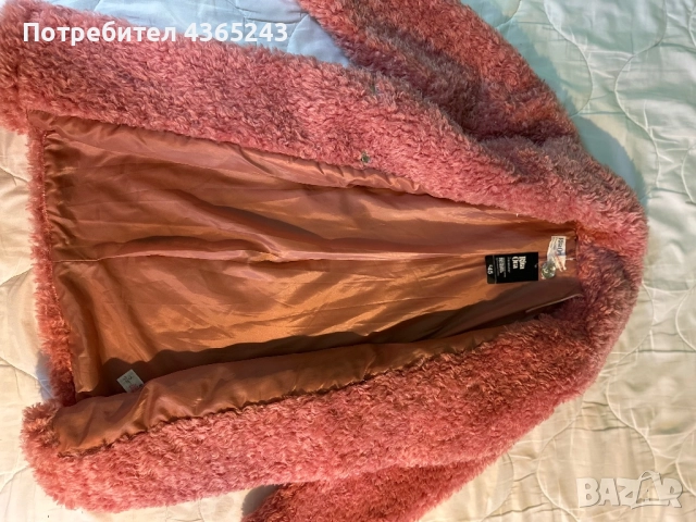 Дамско розово пухено палто НОВО С Етикет! Размер XS, снимка 4 - Палта, манта - 52576961