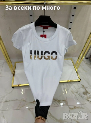 Дамска тениска Hugo БЯЛА ЧЕРНА РОЗОВА, снимка 3 - Тениски - 53557983