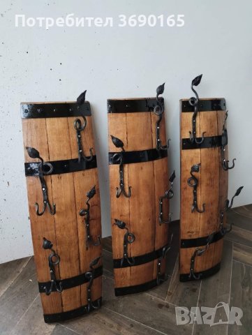 Красиви стенни закачалки от автентични реставрирани бъчви с ръчно ковано желязо , снимка 3 - Паравани - 44113072