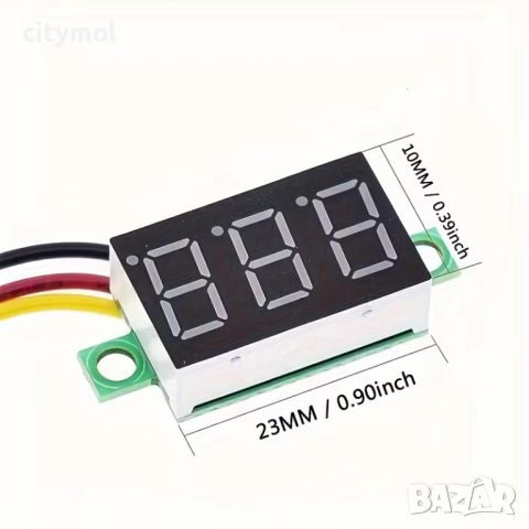 Цифров LED волтметър, 0-100V, 3 проводника, снимка 3 - Друга електроника - 52286759