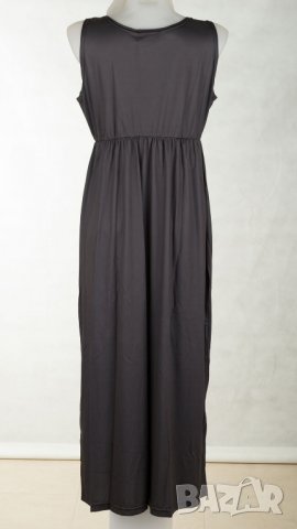 Тъмносива дълга рокля с щампа марка Colour pleasure - 2XL/3XL, снимка 4 - Рокли - 28659594