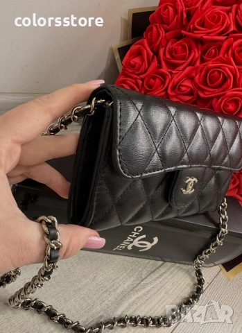 Черна чанта Ch@nel код IM-38E, снимка 1 - Чанти - 41980104