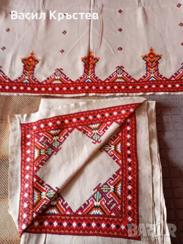 Покривка Българска бродерия, Комплект с перде, от стари времена, снимка 1
