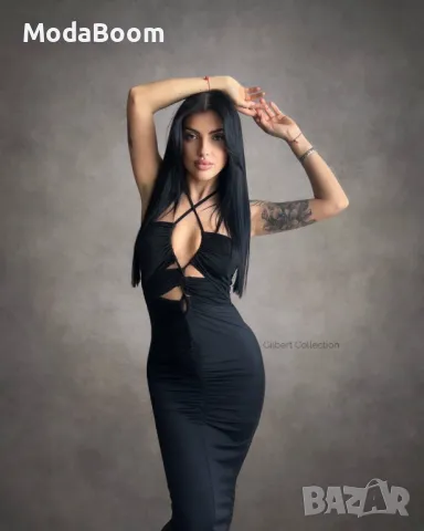 Стилна черна дамска рокля , снимка 3 - Рокли - 48686810