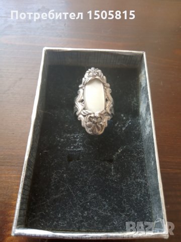 Стар сребърен пръстен 925 с натурален седеф става за всички размери , снимка 6 - Пръстени - 32311562