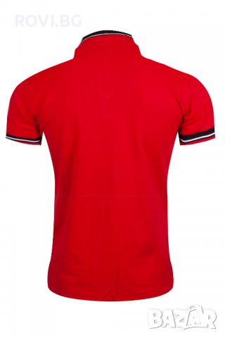 Мъжка тениска с яка 2101 бял, син и червен, снимка 5 - Тениски - 36959978