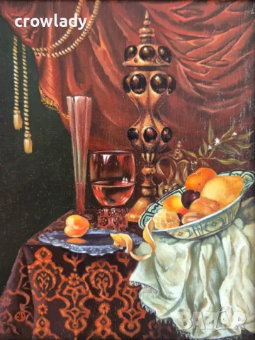 Ева Богданова Димитрова Натюрморт Уникална миниатюра 1990те години , снимка 3 - Картини - 47874731