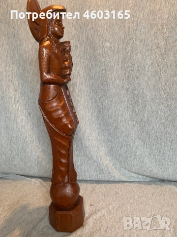 скулптура от резбовано дърво – Дева Мария с младенеца, снимка 6 - Статуетки - 53223435