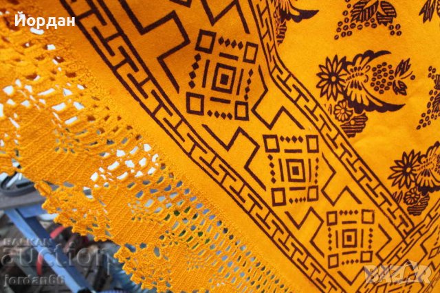 Оранжево вълнено покривало за легло, снимка 3 - Антикварни и старинни предмети - 38647389