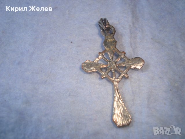 КРАСИВО ПОСРЕБРЕНО СТАРО КРИСТАЛНО КРЪСТЧЕ АЖУРНО 19698, снимка 5 - Колиета, медальони, синджири - 36950357