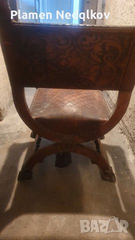 Стар рицарски стол със орнаменти., снимка 5 - Антикварни и старинни предмети - 38044943