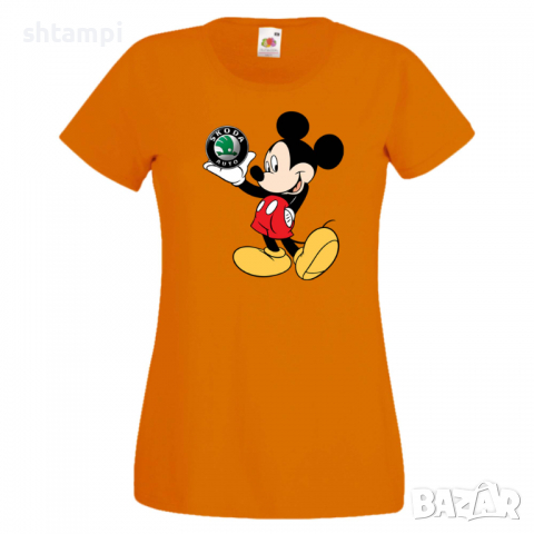 Дамска тениска Mickey Mouse Skoda .Подарък,Изненада,, снимка 6 - Тениски - 36529147