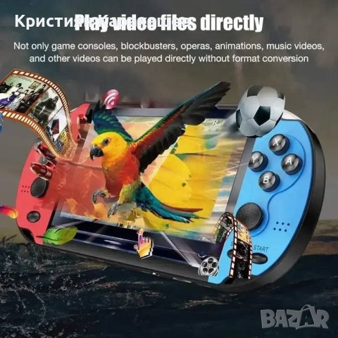 Преносима игрова конзола X7 5.1 инча с 20000 вградени игри, 20Х10Х2см, червен/син, снимка 4 - Други игри и конзоли - 43468479