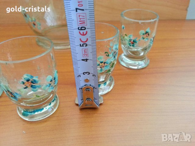 ретро стъклени чашки и гарафа, снимка 4 - Антикварни и старинни предмети - 27910209