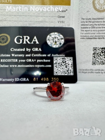 Сребърен пръстен с мойсанит (Диамант) 2 карата, снимка 5 - Пръстени - 52145617