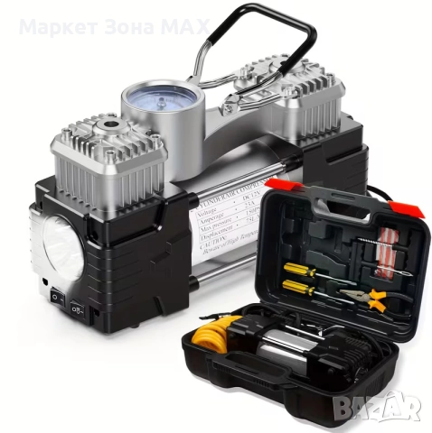 Супер Компресор за Гуми с Куфар – Бързо и Лесно Надуване до 150 PSI