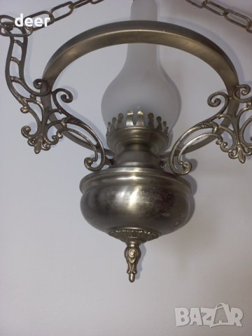 Красив метален , белгийски абажур, снимка 2 - Полилеи - 43436945
