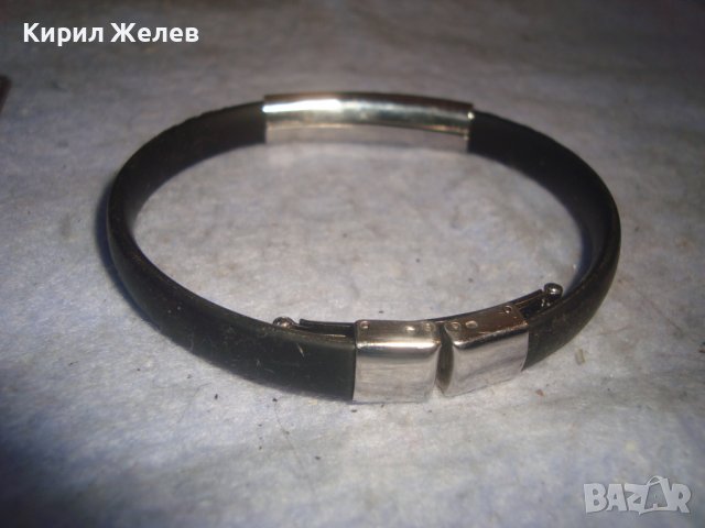 МОДНА СТИЛНА АРТ ГРИВНА МАРКИРАНА БЛАГОРОДНА СТОМАНА и СИЛИКОН 27945, снимка 3 - Гривни - 37116316