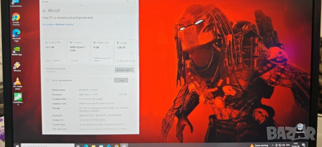 Продавам Гейм PC Ryzen 7 5700/32Gb/512Gb SSD+1Tb HDD/RTX 3060TI/Гаранция, снимка 10 - Геймърски - 53142989