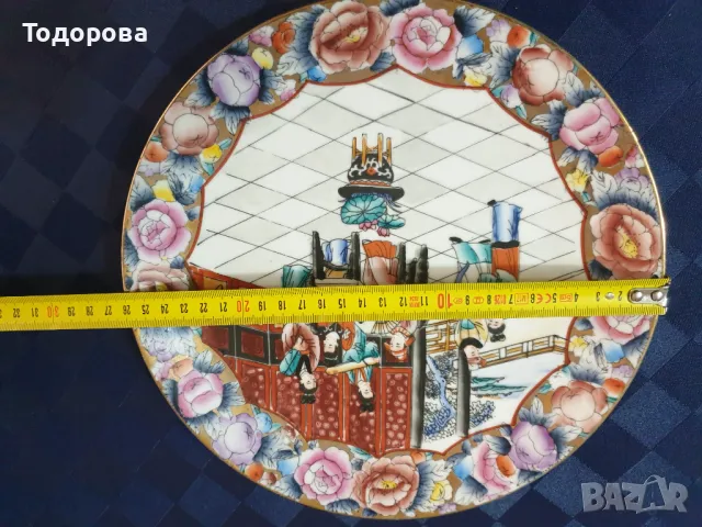 Порцеланова ръчно рисувана антикварна чиния-HAND-PAINTED ROYAL SATSUMA, снимка 3 - Сервизи - 48550198