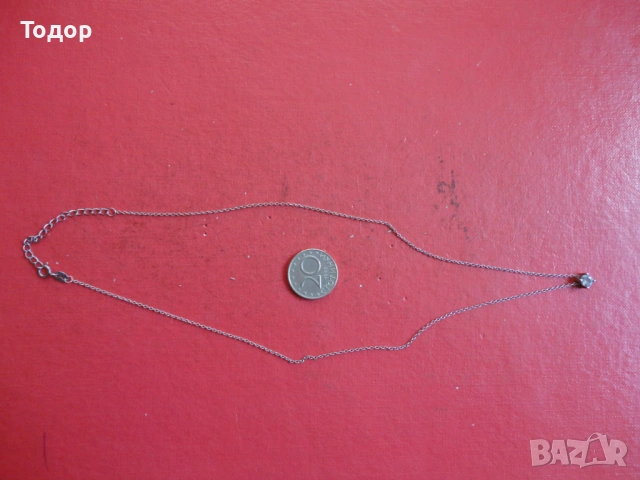 Сребърно колие верижка с камък 5 