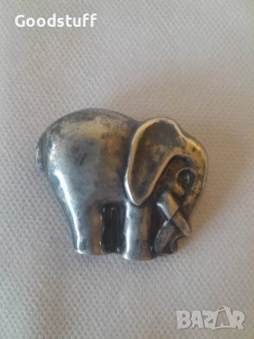 Сребро, брошка, слон, 925, винтидж , снимка 5 - Антикварни и старинни предмети - 52514882