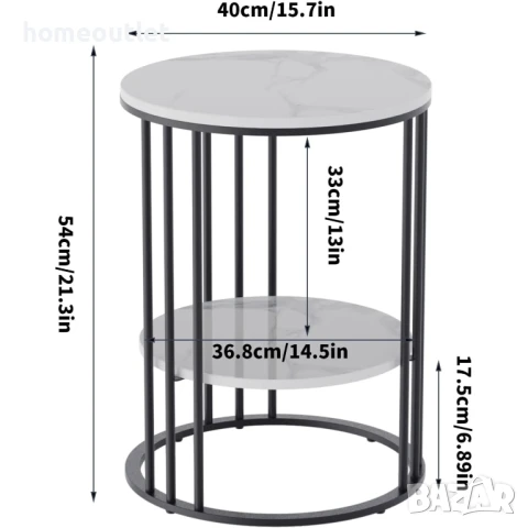 Масичка за кафе WISFOR със синтерован камък JJ-XZ218-BK, снимка 4 - Маси - 50988911
