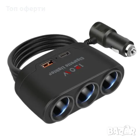 Адаптер за зареждане с 1 USB порта, 1 Type-C порт и 3 гнезда за запалкаs PG265