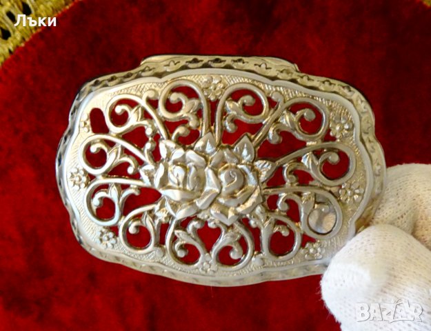 Посребрена апликация,рози,ажур. , снимка 2 - Антикварни и старинни предмети - 35649265