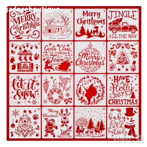 Коледни шаблони стенсил 15х15 см различни видове скрапбук декупаж декорация 