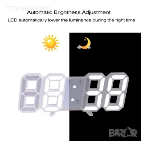 3D цифров часовник , студено бяло LED осветление, снимка 8 - Други - 48270395